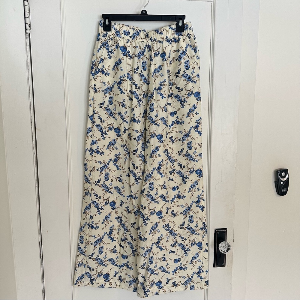 A New Day Cream and Blue Floral Pants
